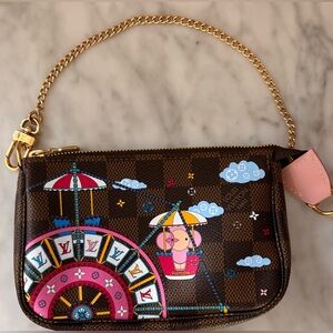 Louis Vuitton Brown and Pink Damier Pochette